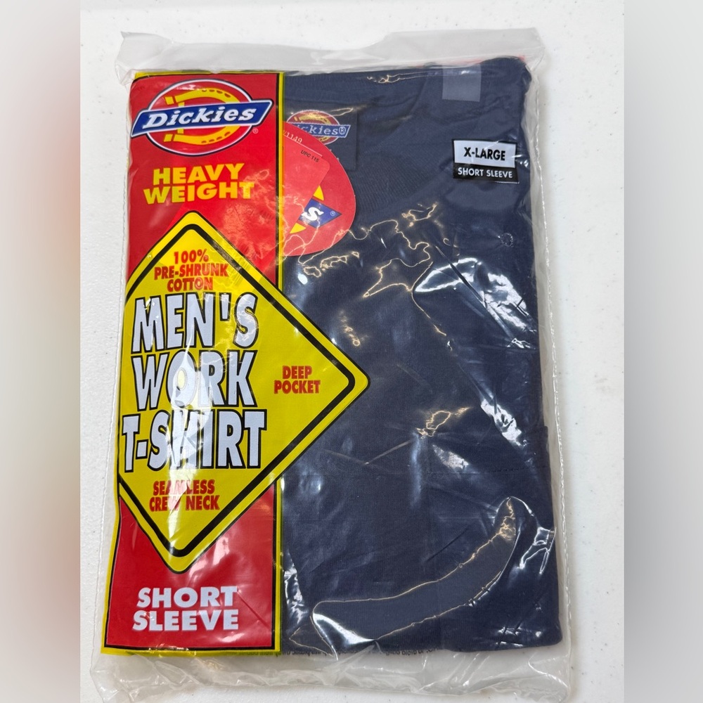 New Dickies Men's Work T-Shirt in Navy Short Sleeve Cotton Durable Pocket